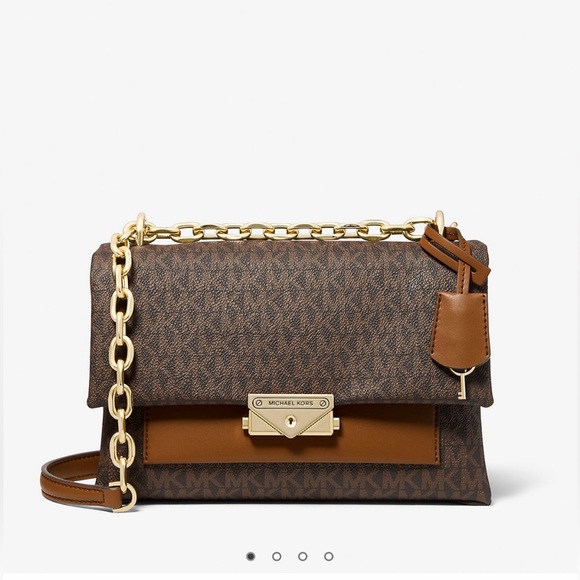 🆕 NWOT Michael Kors Cece Logo Medium Convertible Shoulder Bag •Brown Acorn - Picture 1 of 14